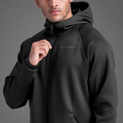 Men's Loose Large Solid Color Printed Hoodie – Comfortable Zipper Cardigan with Hood