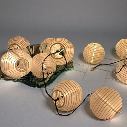 Solar Fabric Lighting Chain – Colorful Lantern String for Outdoor Decoration White