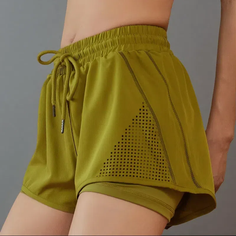 Women's 2-in-1 Sports Shorts – Breathable Quick-Dry Running & Fitness Shorts Green