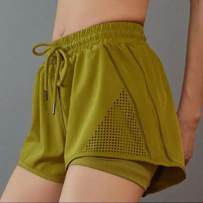 Women's 2-in-1 Sports Shorts – Breathable Quick-Dry Running & Fitness Shorts Green