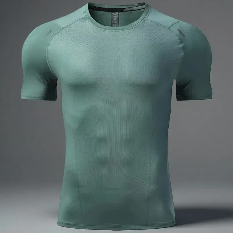 Men’s Stretch Quick-Drying Sports T-shirt – Running & Workout Top Army Green