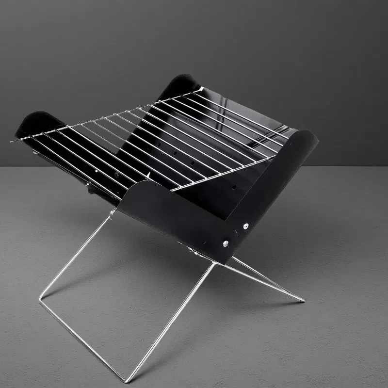 Portable Folding Stainless Steel BBQ Grill – Compact, Lightweight Charcoal Grill for Camping & Picnics Black