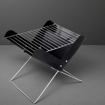 Portable Folding Stainless Steel BBQ Grill – Compact, Lightweight Charcoal Grill for Camping & Picnics Black