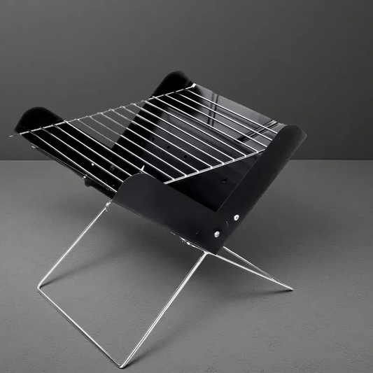 Portable Folding Stainless Steel BBQ Grill – Compact, Lightweight Charcoal Grill for Camping & Picnics Black