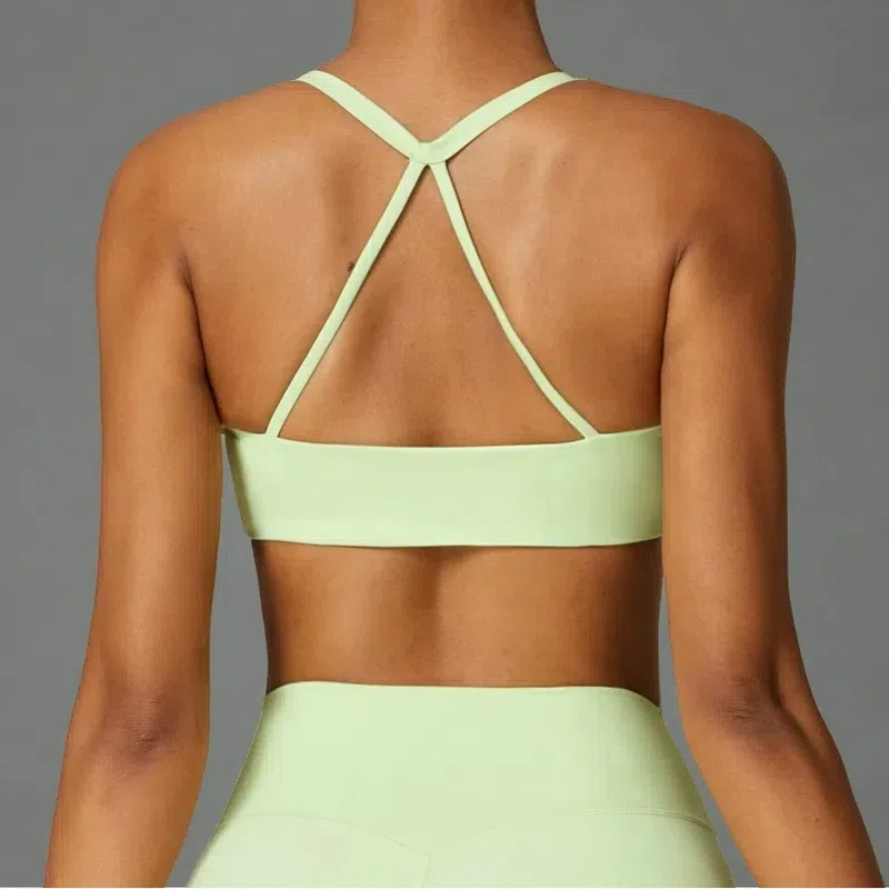 Women's Brushed Back Yoga Bra – Moisture-Wicking Pullover Activewear Apple Green