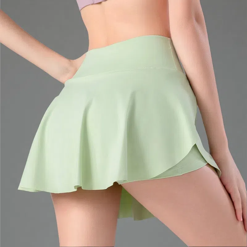 Lined Anti-exposure Tennis Skirt Fitness Sports Skirt Green