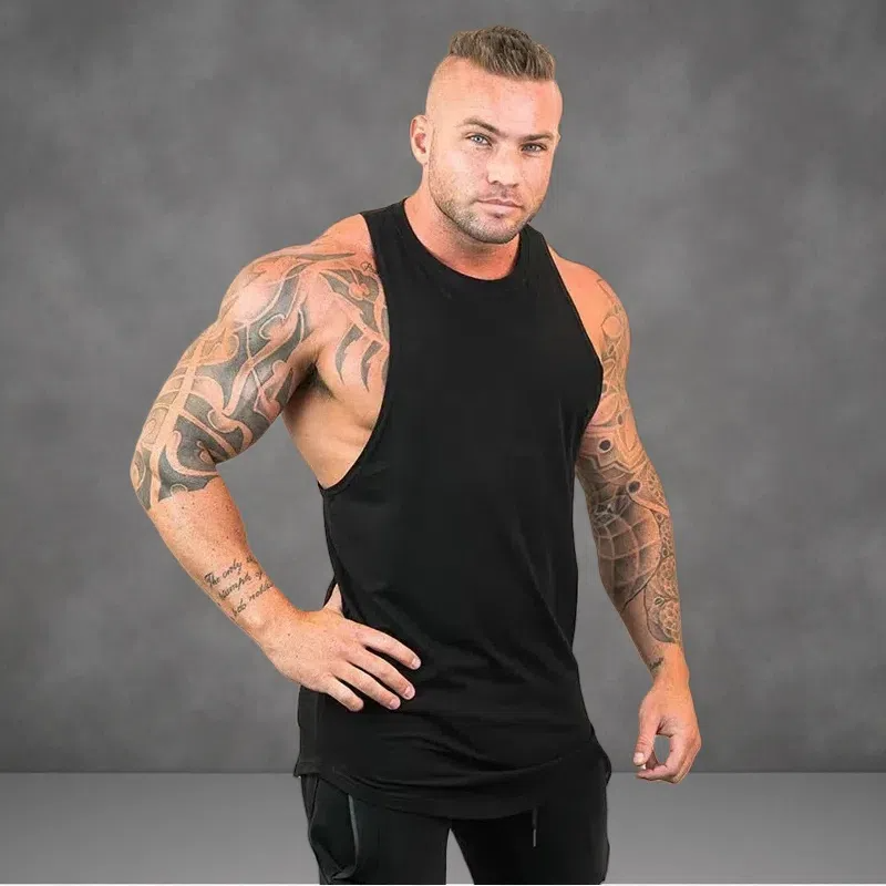 Blank Cotton Waistcoat Loose Bodybuilding Fitness Sports Vest Black
