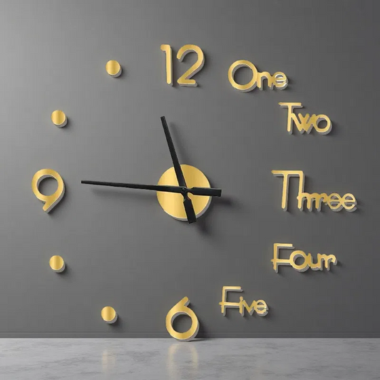 3D Wall Clock – Modern Stereo Digital Clock with Unique Design Golden 75x75cm