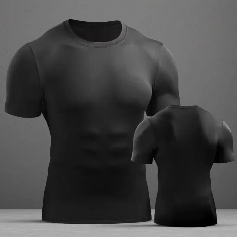 Men’s Muscle Hooded Short Sleeve T-Shirt – Slim Fit Striped Sports & Leisure Top Black A