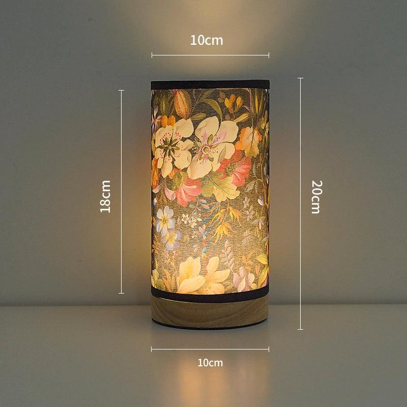 Creative Table Lamp – Fabric USB Night Light for Study, Bedroom & Relaxation Black oil painting