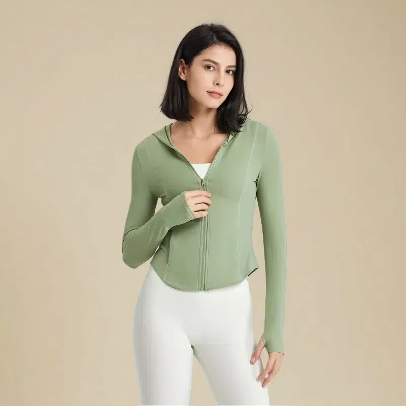 Women's Hooded Running Top – Lightweight Zip-Up Workout Jacket