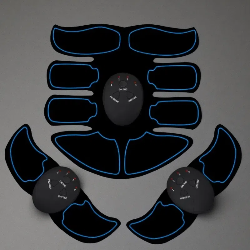 Fitness Abdominal Patch – Portable EMS Muscle Training & Massage Device Blue edge three piece set Charge