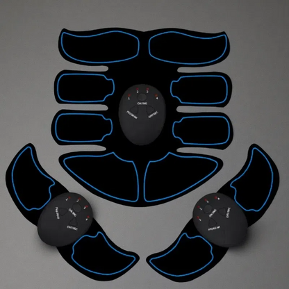 Fitness Abdominal Patch – Portable EMS Muscle Training & Massage Device Blue edge three piece set Charge