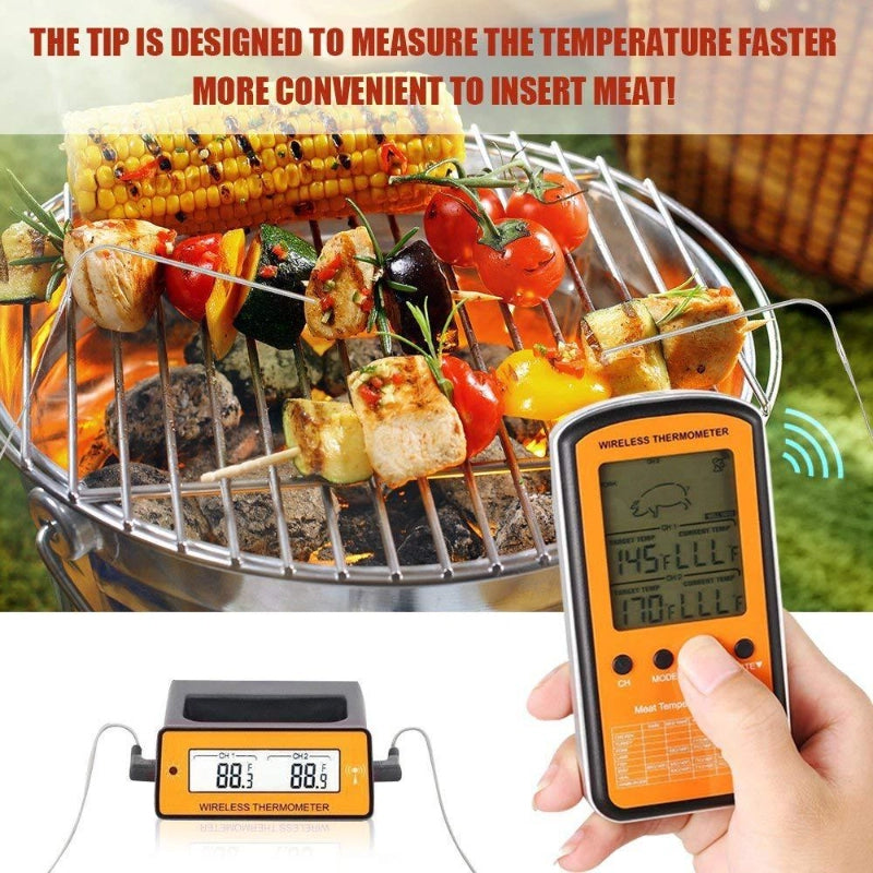 Dual Probe Electronic Thermometer – Wireless Digital Meat Thermometer with Alarm Function