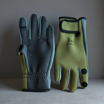 Outdoor Sports Gloves – Warm Winter Riding & Fishing Gloves with Durable Neoprene Green