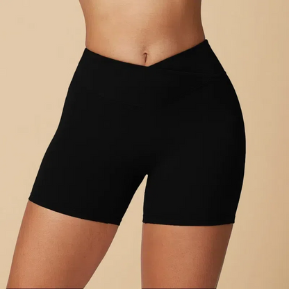 Cross High Waist Workout Shorts for Women – Breathable Fitness & Running Shorts
