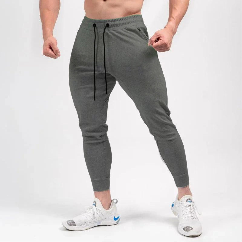 Men’s Slim-fit Muscle Cropped Leg Pants – Cotton Workout Trousers