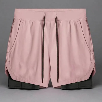 Double-Layer Quick-Dry Running Shorts – Casual & Sporty Comfort Pink