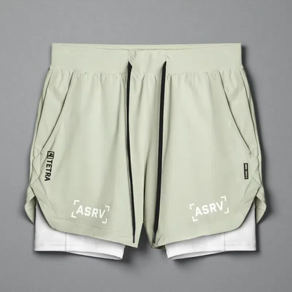 Outdoor Running Fitness Anti-exposure Double Layer Quick-drying Basketball Shorts for Men Fruit Green