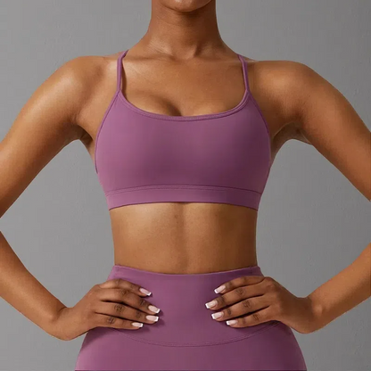 Women's Quick-Drying Sports Bra – Breathable Pullover Fitness Underwear Prune Purple