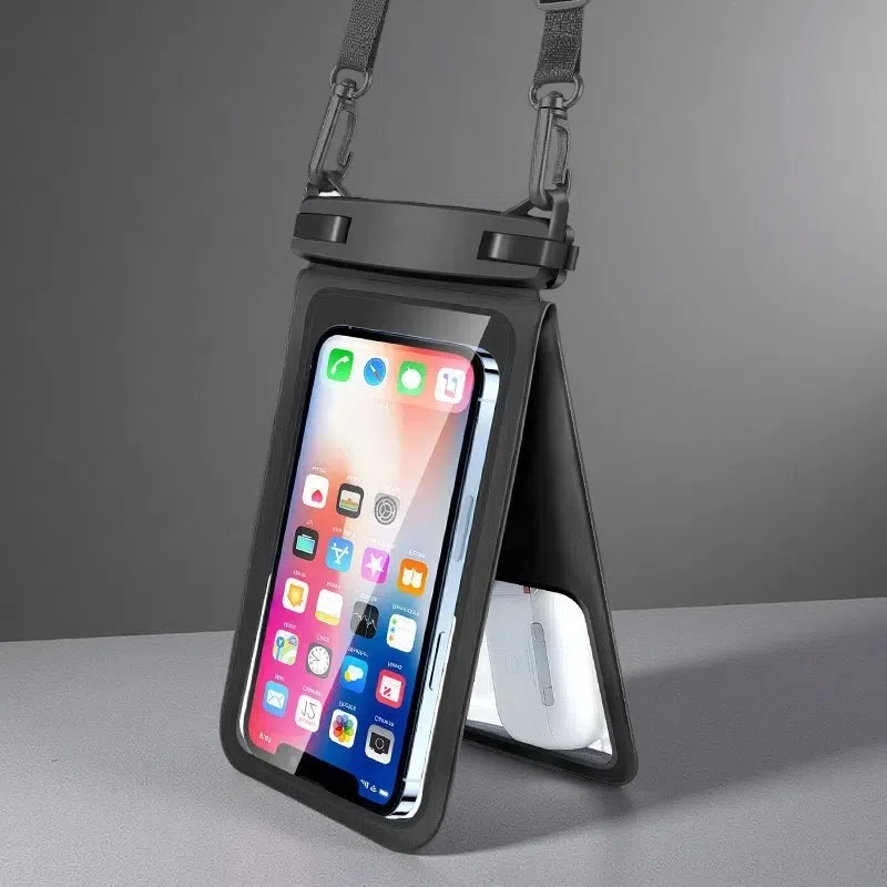 Double Compartment Phone Waterproof Bag – Durable PVC Protective Case for Beach & Swimming Black