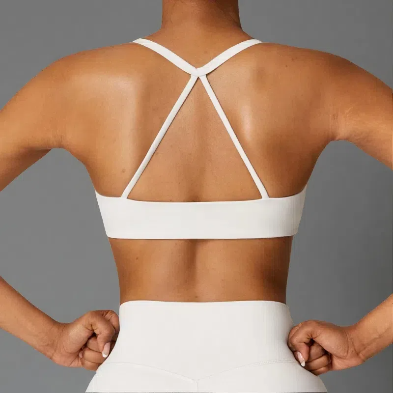 Women's Brushed Back Yoga Bra – Moisture-Wicking Pullover Activewear Pearl Gray