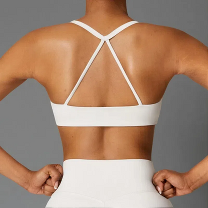 Women's Brushed Back Yoga Bra – Moisture-Wicking Pullover Activewear Pearl Gray