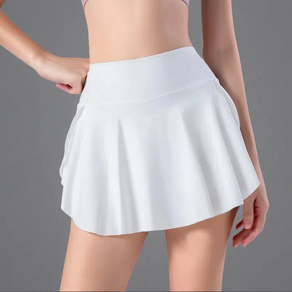 Lined Anti-exposure Tennis Skirt Fitness Sports Skirt White