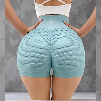 Grid Design High-Waist Sports Shorts – Women’s Yoga & Fitness Shorts Royal One Size