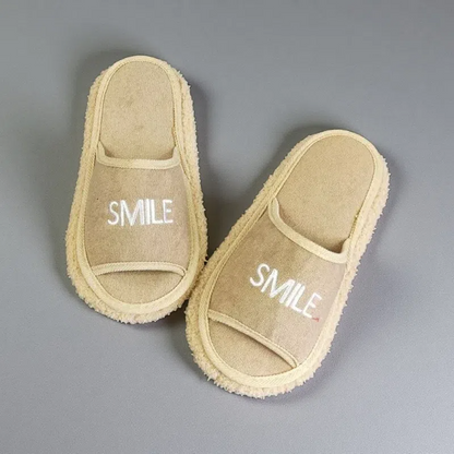 Women’s Detachable Bottom Mop Slippers – Cute & Functional Cleaning Footwear Beige