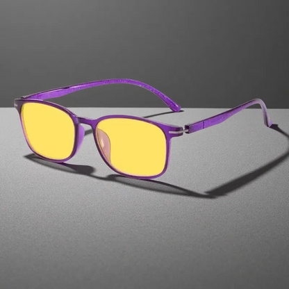 Ultralight TR90 Night Vision Glasses – Anti-Blue Light Eyewear for Men & Women Purple Frame Night Vision Lens