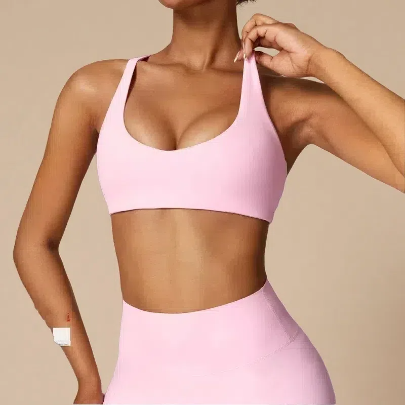 Women's Brushed Back Yoga Bra – Moisture-Wicking Pullover Activewear