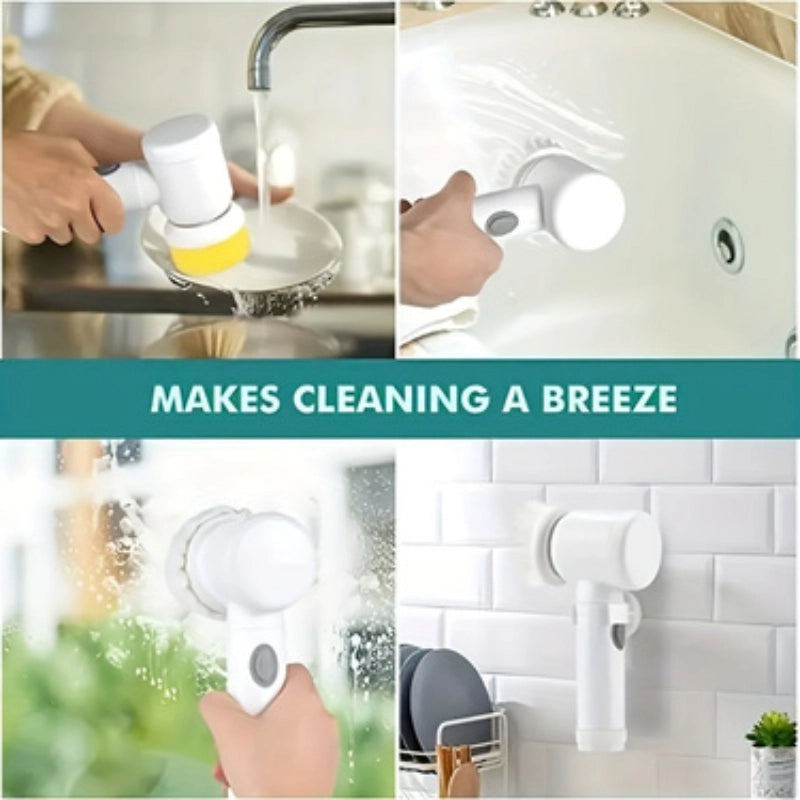 Electric Spin Cleaning Brush – USB Rechargeable Handheld Power Scrubber for Kitchen & Bathroom