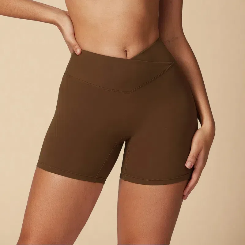 Cross High Waist Workout Shorts for Women – Breathable Fitness & Running Shorts
