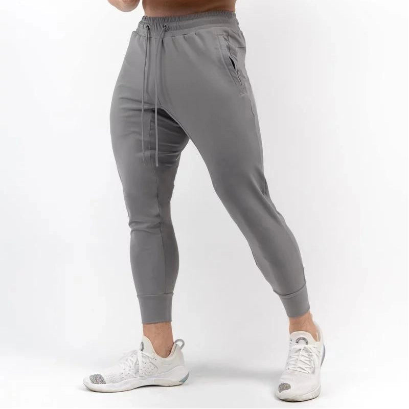 Men’s Slim-fit Muscle Cropped Leg Pants – Cotton Workout Trousers