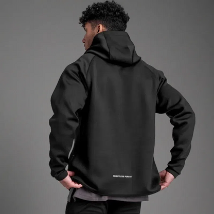 Men's Loose Large Solid Color Printed Hoodie – Comfortable Zipper Cardigan with Hood