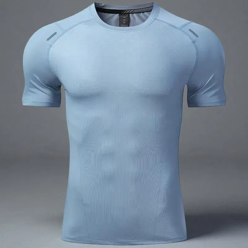 Men’s Stretch Quick-Drying Sports T-shirt – Running & Workout Top Fog Blue
