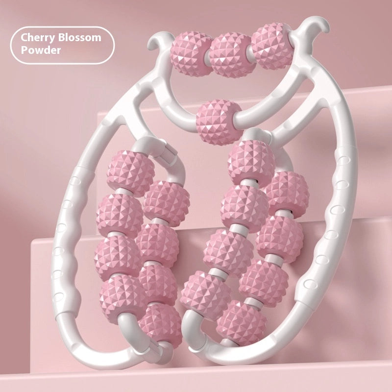 Ring Roller Small Leg Massage Machine – Double-Row Fitness & Body Shaping Massager 20 Wheels Hit Pink