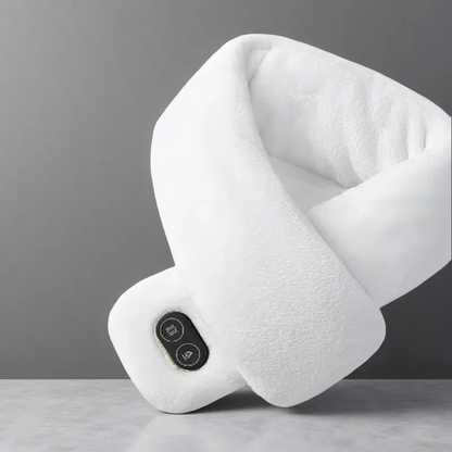 USB Heated Scarf with Power Bank – Vibration Massage & Smart Temperature Control White