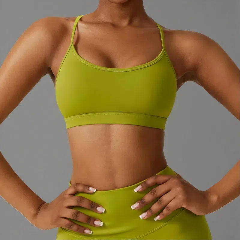 Women's Quick-Drying Sports Bra – Breathable Pullover Fitness Underwear Matcha Green