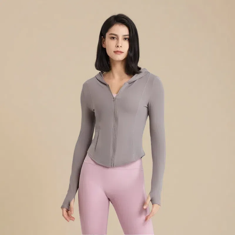 Women's Hooded Running Top – Lightweight Zip-Up Workout Jacket