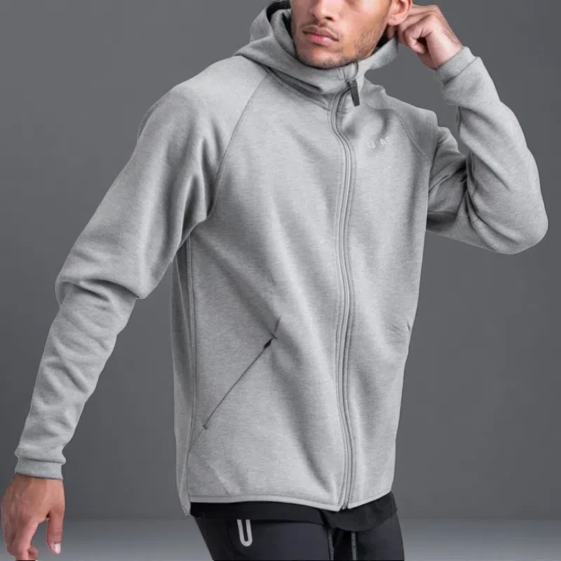 Men's Loose Large Solid Color Printed Hoodie – Comfortable Zipper Cardigan with Hood