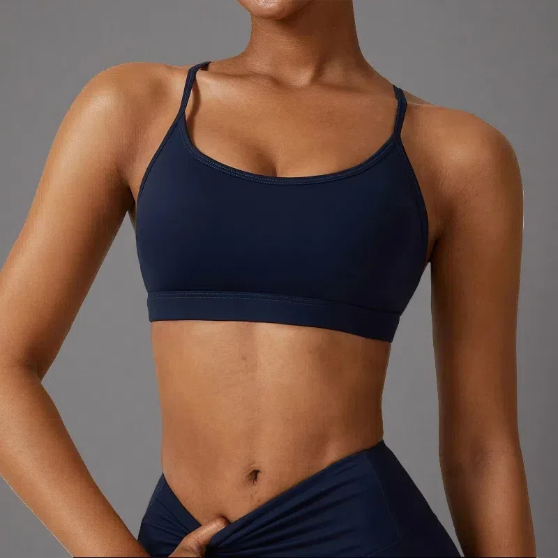 Women's Quick-Drying Sports Bra – Breathable Pullover Fitness Underwear Badge Blue