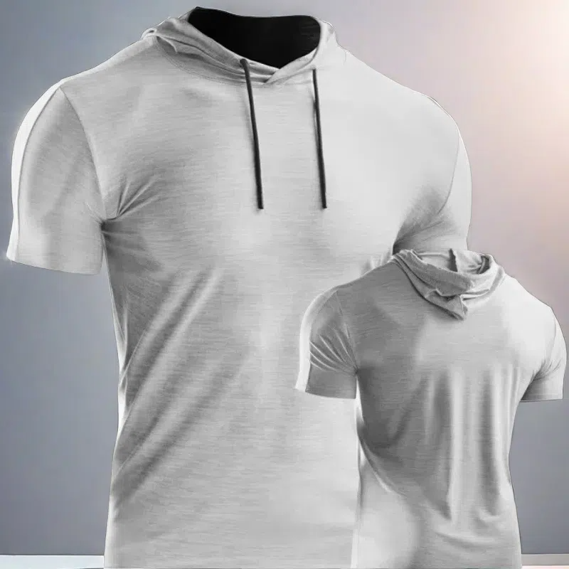 Men’s Muscle Hooded Short Sleeve T-Shirt – Slim Fit Striped Sports & Leisure Top