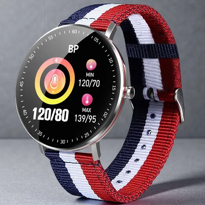 Full Touch Smart Bracelet – Fitness & Health Tracker with Stainless Steel Strap Red