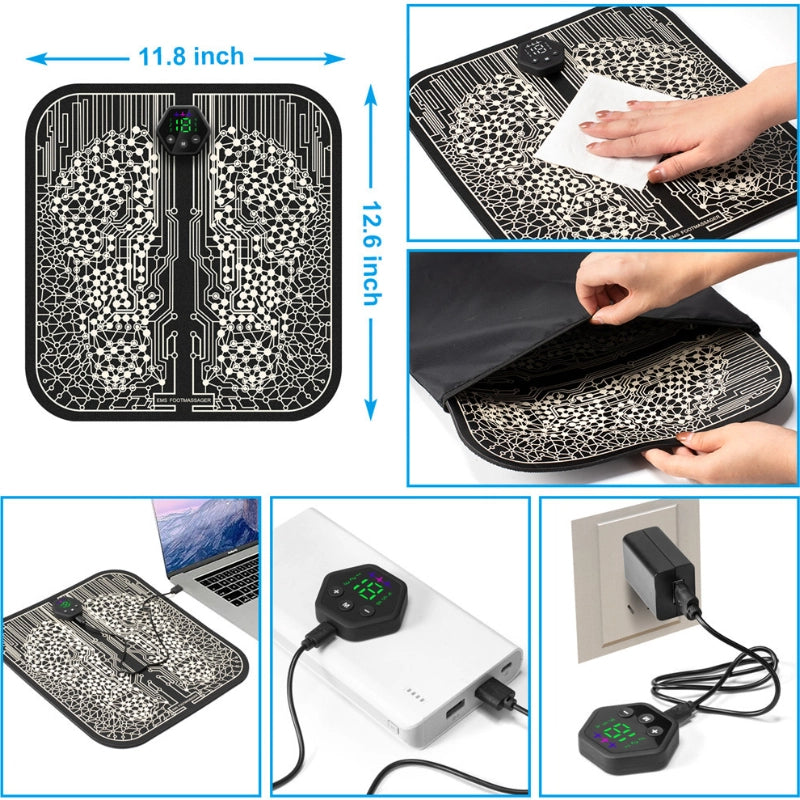 EMS Foot Pad with Pulse Microcurrent Therapy – Rechargeable Foot Massager