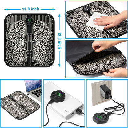 EMS Foot Pad with Pulse Microcurrent Therapy – Rechargeable Foot Massager
