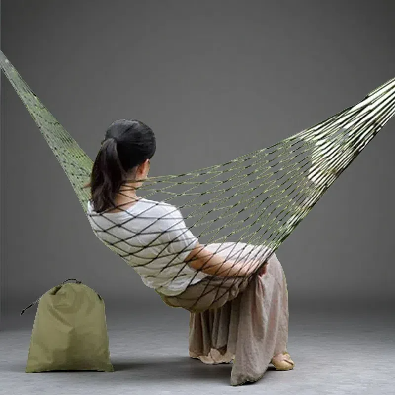 Rope Mesh Hammock – Indoor & Outdoor Nylon Swing for Camping and Leisure Green 240X80cm