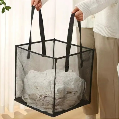 Foldable Square Grid Laundry Basket – Multifunctional Storage with Modern Design