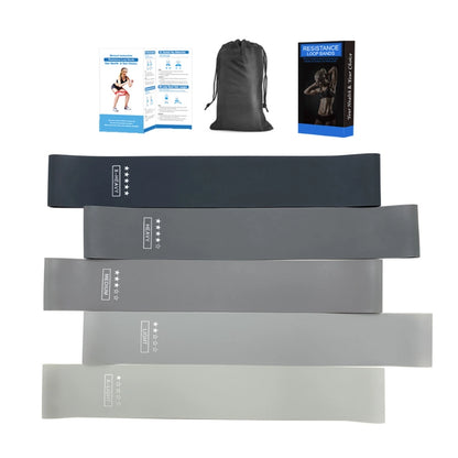 Yoga Fitness Tension Ring – 5-Pack Resistance Bands for Strength Training & Rehabilitation Gradient Gray Black 5 Pack